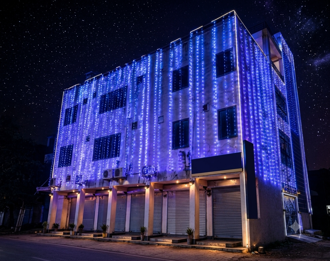 Bhatia Towers at night